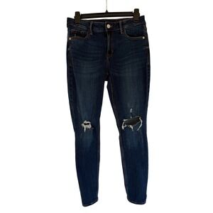 Old Navy Rockstar Super Skinny Jeans Womens 8 Short Dark Wash Distressed Denim